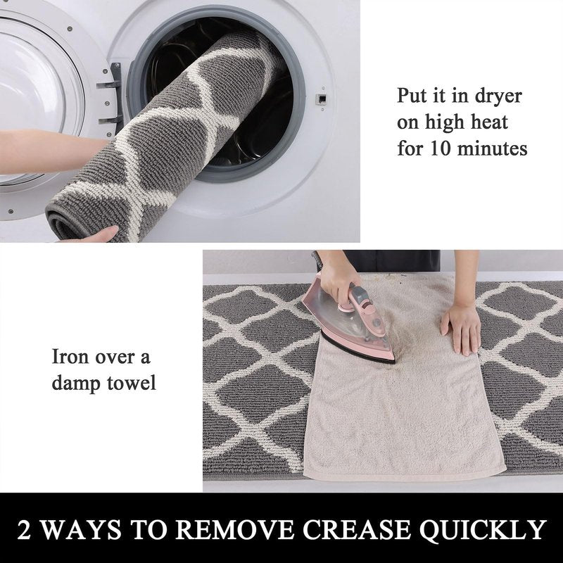SHACOS Hallway Runner Rugs 2.6x12 ft Long Washable Non Slip Rubber Backing Carpet Runner Dirt Trapper Floor Runner Mats for Kitchen Hall Entryway Living Room, Light Gray