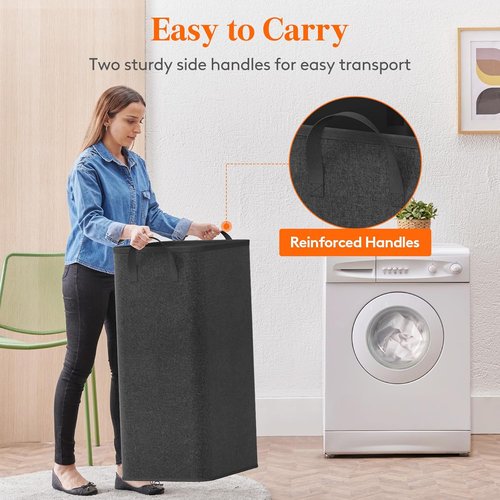 Lifewit 100L Large Tall Laundry Hamper - Collapsible & Portable Clothes Basket for Dorms & Bathrooms | Black