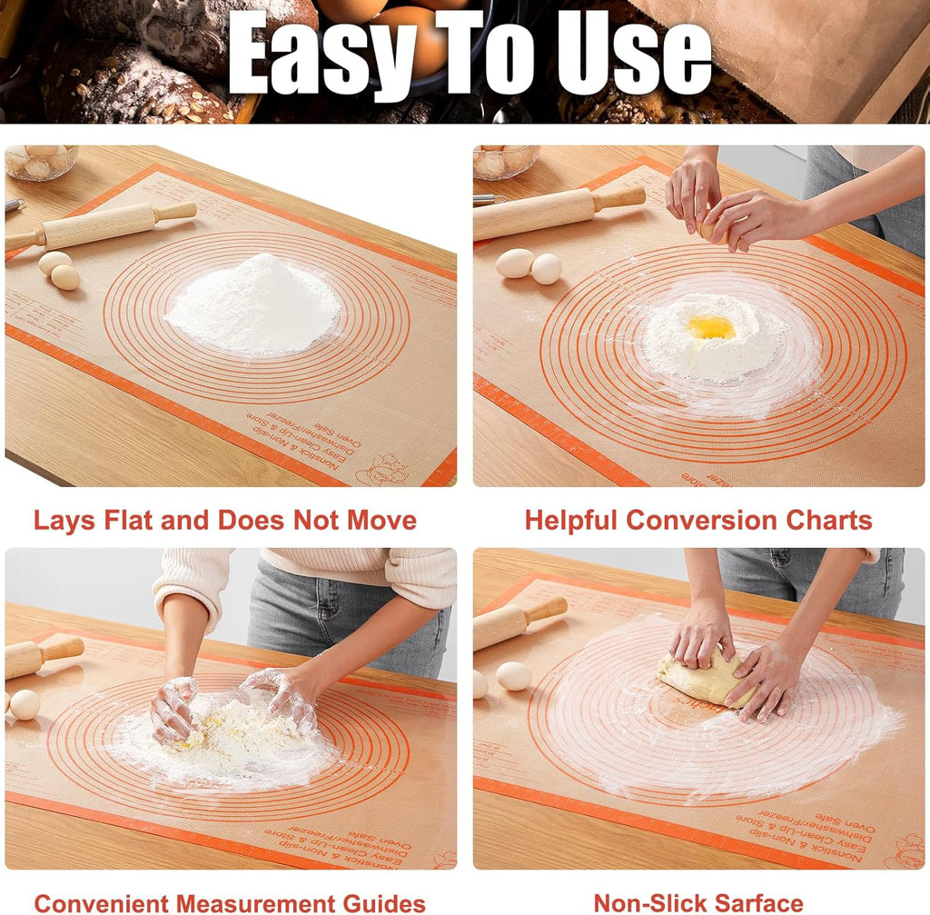 Silicone Pastry Mat - 36x24 Inch Nonstick Baking Surface for Dough, Pastry, Cookies & More