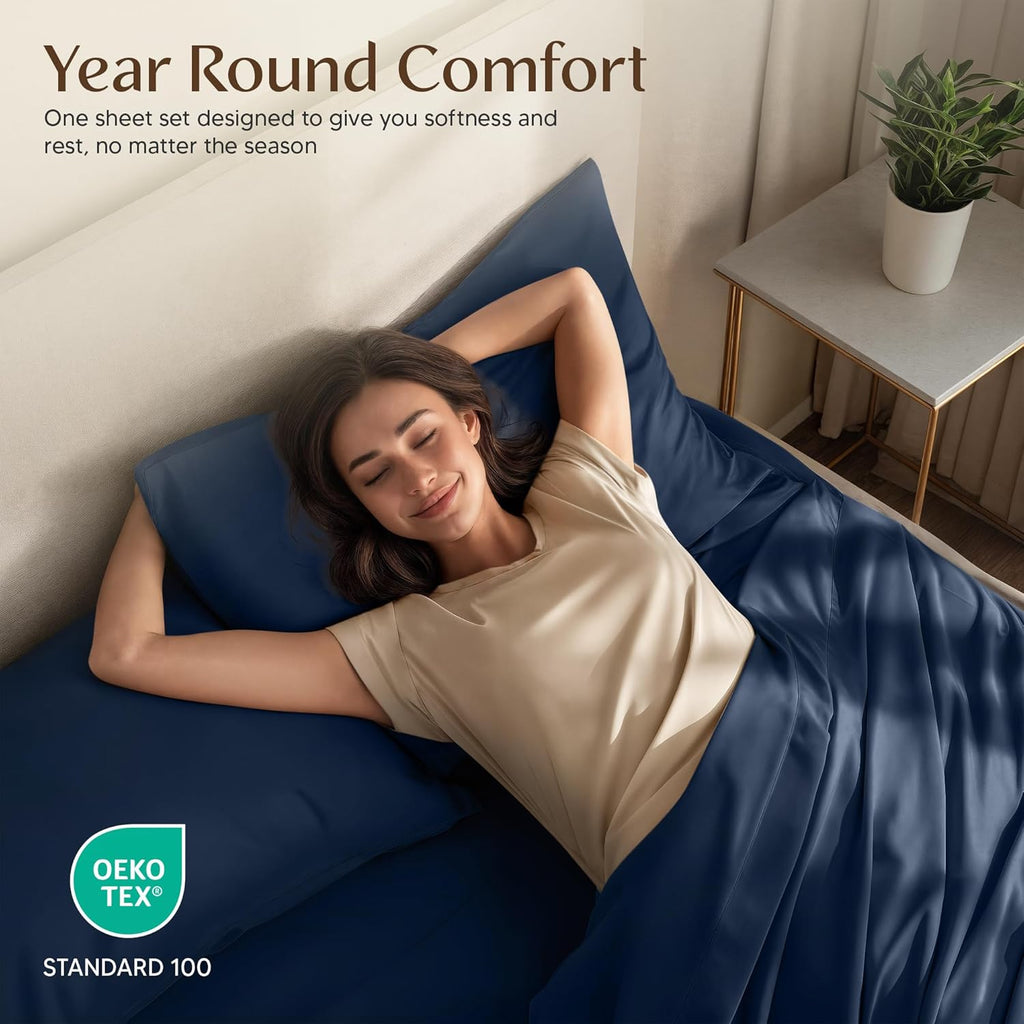 Utopia Bedding Twin XL Sheet Set - Soft, Breathable Microfiber 3-Piece Bed Sheets | Navy Blue