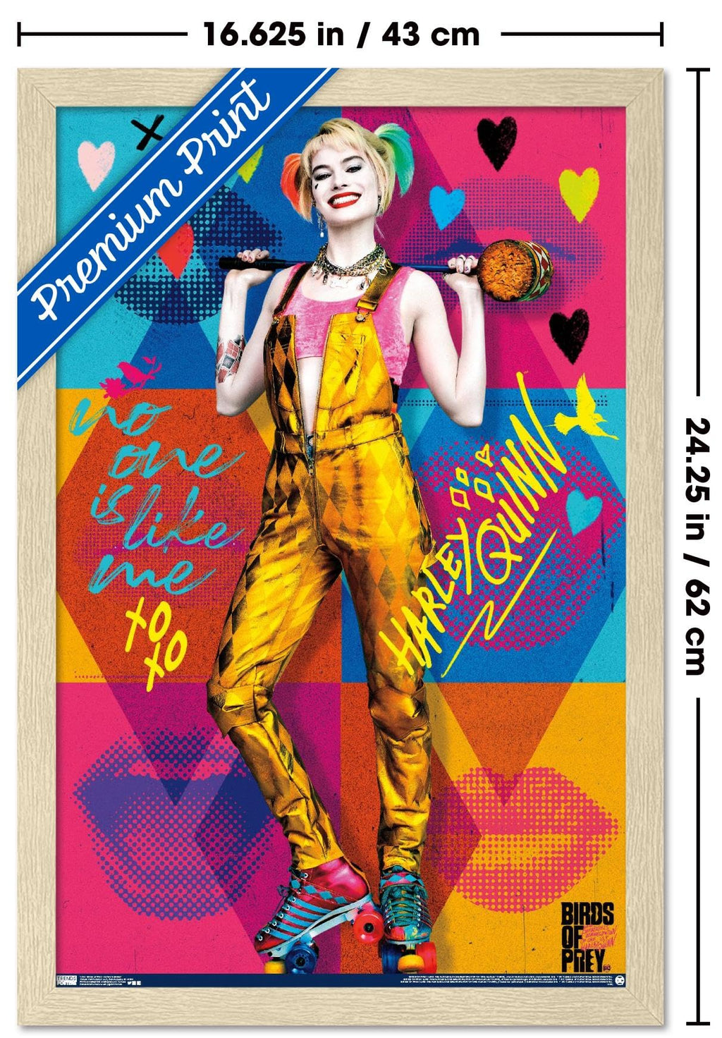 DC Comics Movie Birds of Prey - Harley Quinn - Hammer Wall Poster, 22.4L" x 14.7W", Blonde Framed Version