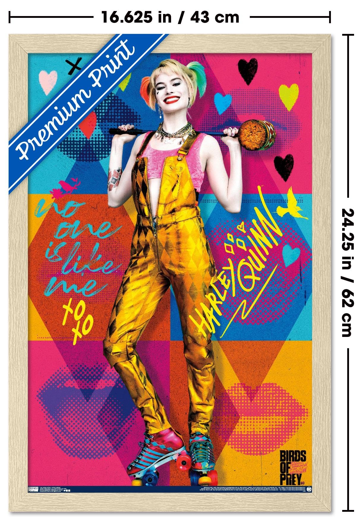DC Comics Movie Birds of Prey - Harley Quinn - Hammer Wall Poster, 22.4L" x 14.7W", Blonde Framed Version
