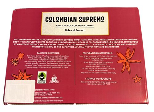 Colombian Supremo Arabica Medium-Dark Roast Coffee Pods, 100 ct. Compatible with K-Cups Brewers
