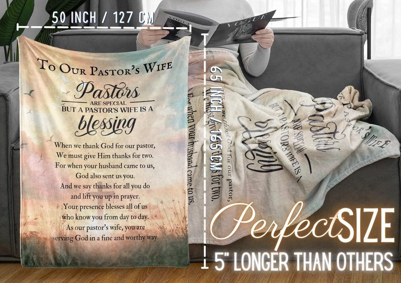 InnoBeta Pastor's Wife Appreciation Gifts, Throw Blanket, Thank You Presents for Appreciation Day, Birthday - 50" x 65", Gifts for First Lady