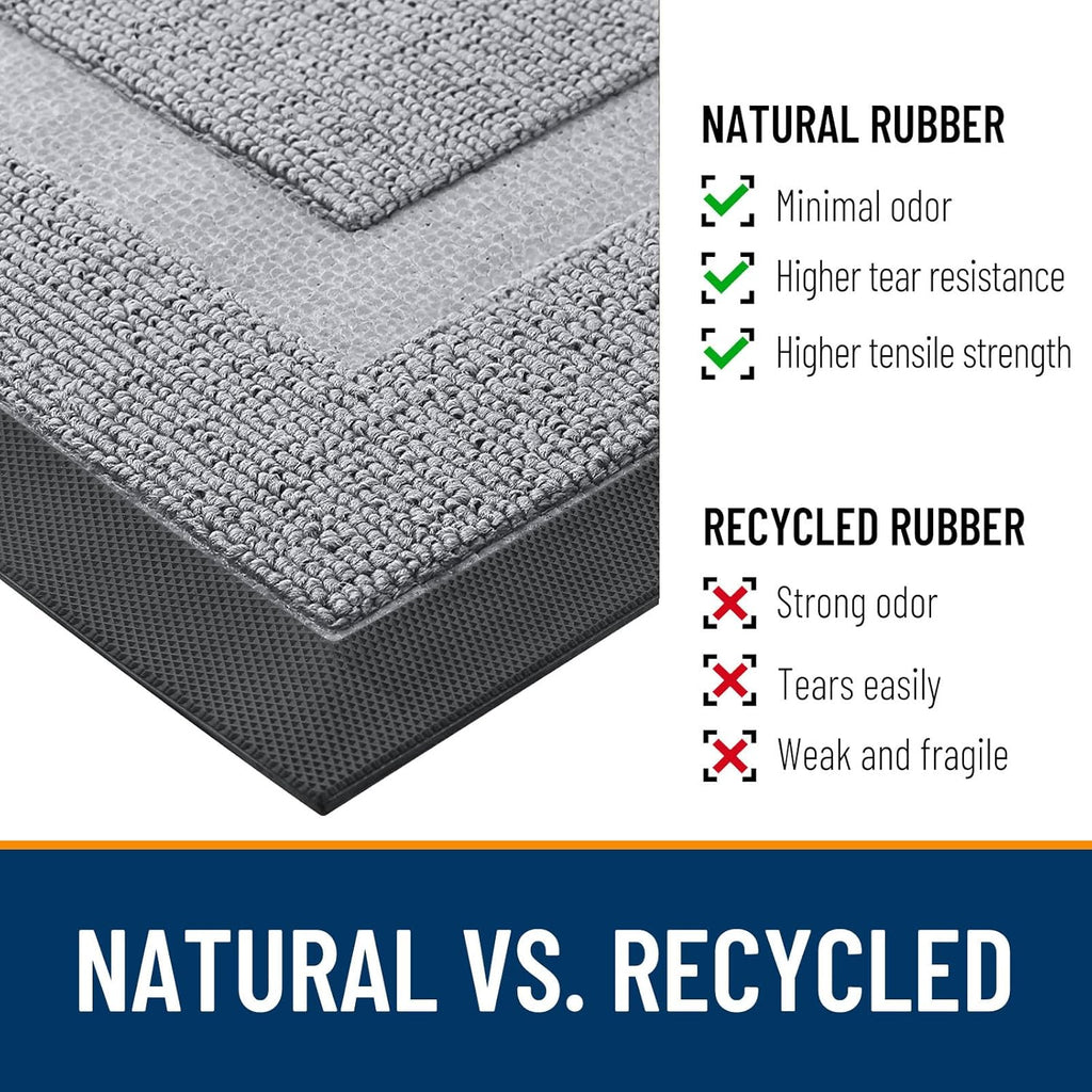 OLANLY Front Door Mat - Waterproof All-Season Doormat | Sturdy Natural Rubber, 33x21, Silver Gray