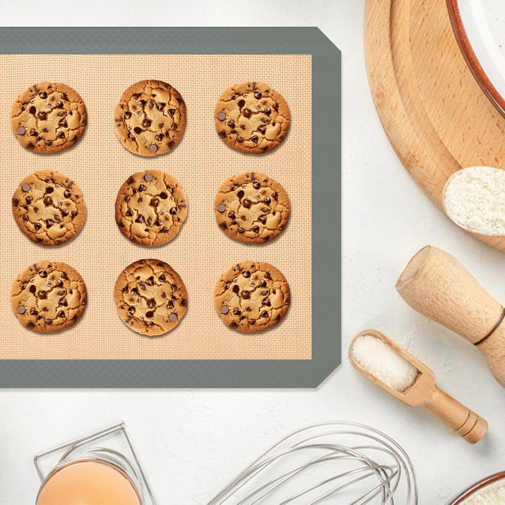 Skiennix Silicone Baking Mats - Non-Stick Baking Sheets for Cookies & Pastries | 3-Piece Set in Grey