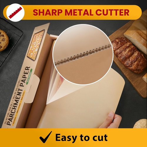 Baker’s Signature Unbleached Parchment Paper Roll - Heavy Duty Non-Stick for Baking & Cooking | 15in x 210ft