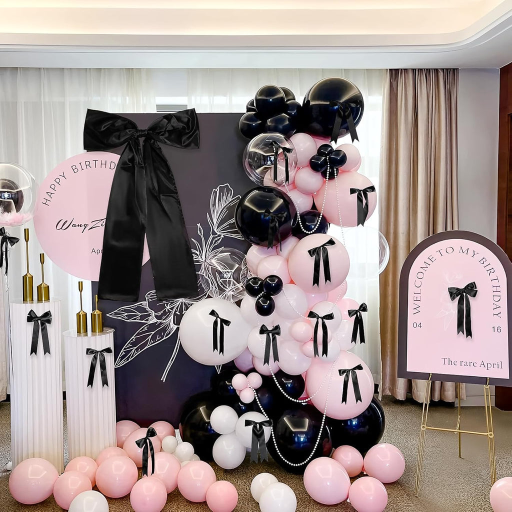 Phoaxul Large Black Bow - Elegant Satin Fabric Birthday Decorations | 24 X 36 in for Parties & Events