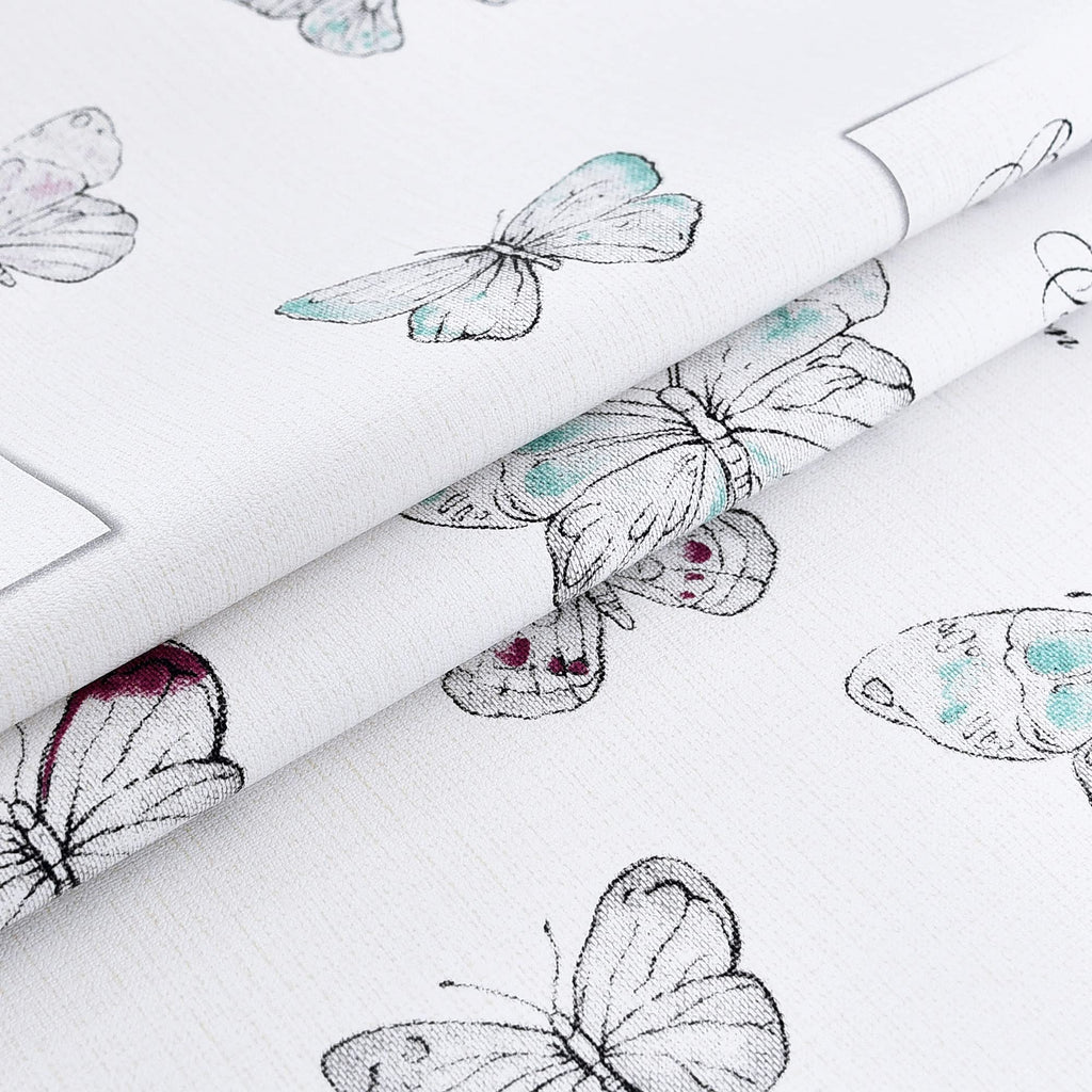 LOHASCASA Vinyl Table Cloth 9ft Plastic Tablecloth, Wipeable Oilcloth Table Covers, Waterproof PVC Rectangle/Oblong Rustic Baby Showe Camping Tablecloth for Picnic Tables, Patio, BBQ, White Butterfly