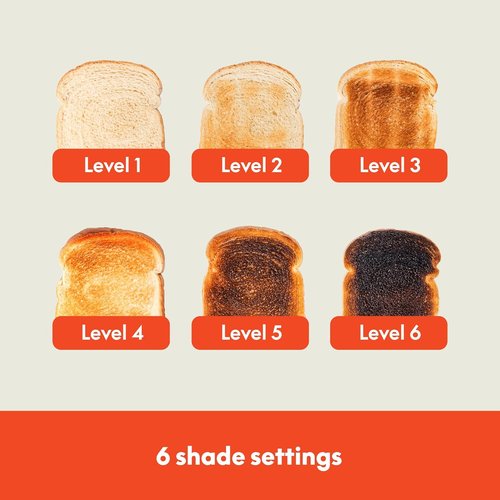 Bella 4 Slice Toaster - 6 Shade Settings, Reheat & Cancel Functions, Removable Crumb Tray, 900 Watts, Oatmilk