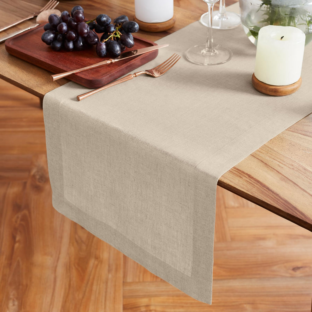 Solino Home Linen Table Runner 36 Inches - 100% Pure Linen Flax Table Runner 14 x 36 Inch Ideal for Dresser and Coffee Tables - Spring, Easter, Mothers Day - Sonoma