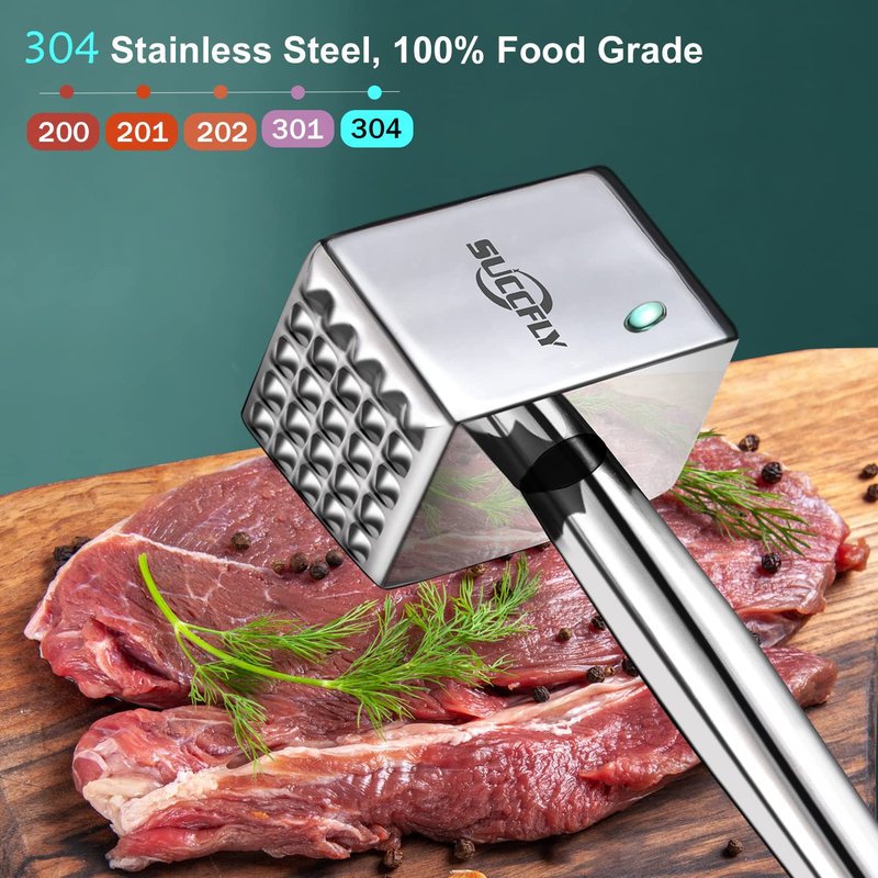 SUCCFLY Premium Kitchen Tool Kit, Heavy Duty Manual Juicer + Meat Tenderizer, Food Grade Stainless Steel Ultra Durable