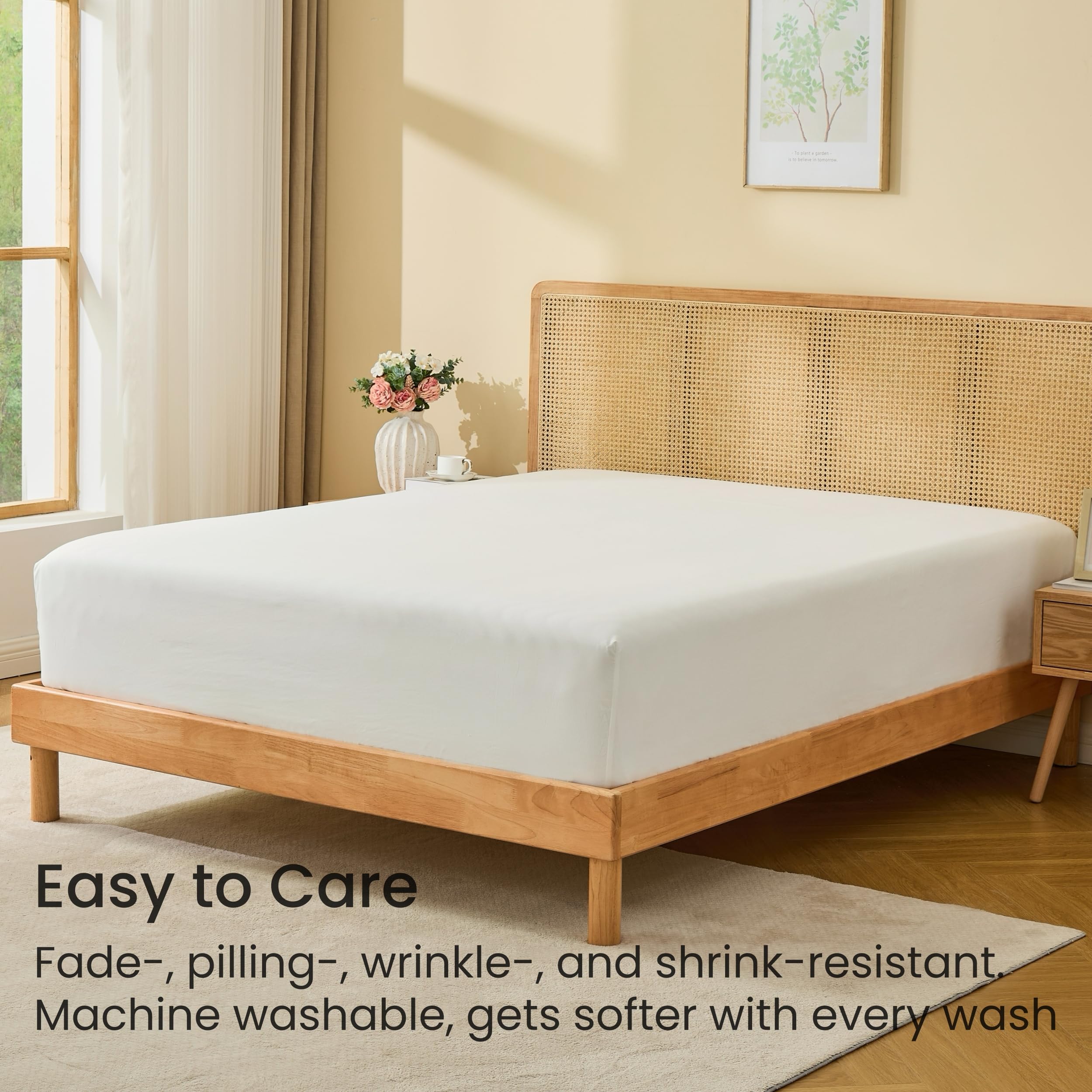 GOKOTTA King Fitted Sheet Only, 16-Inch Deep Pocket King Size Fitted Sheet with Elastic Corner Straps -Washed & Brushed Microfiber Polyester- Ultra Soft, Hotel Luxury, Non Slip, Wrinkle-Free - White