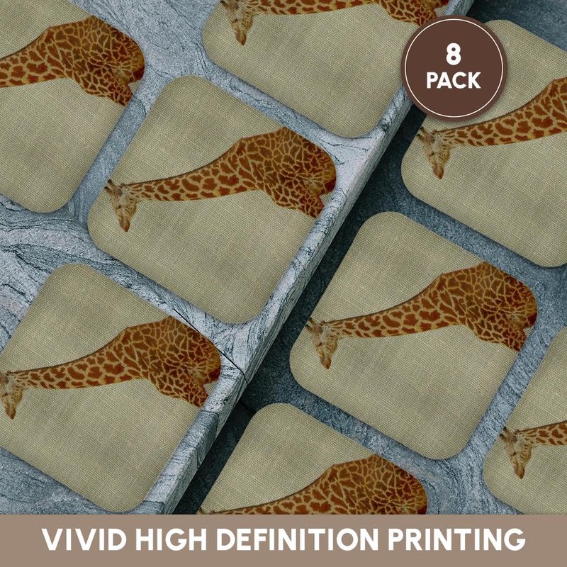 3dRose CST_45324_2 Gentle Giraffe Animals Nature Soft Coasters, Set of 8