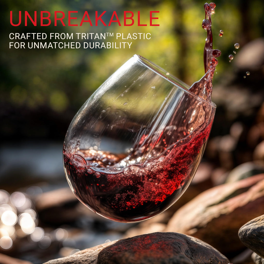 Bravario Unbreakable Stemless Plastic Wine Glasses | Reusable | Shatterproof 100% Tritan Plastic | Dishwasher-Safe | BPA-free | Awesome for Indoor & Outdoor | 16 oz, Set of 4