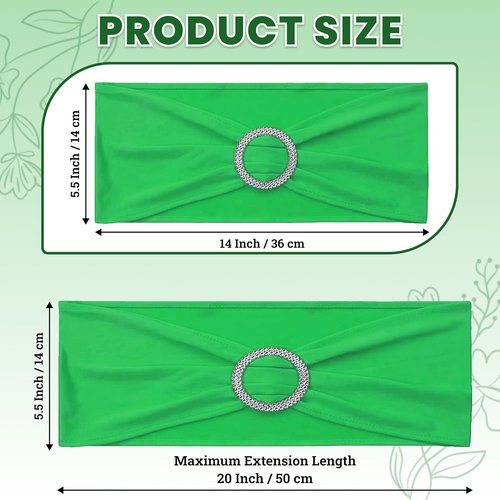 MDS Spandex Chair Sashes - Universal Fit Elastic Bands with Buckle for Weddings & Events | Light Green, Pack of 75