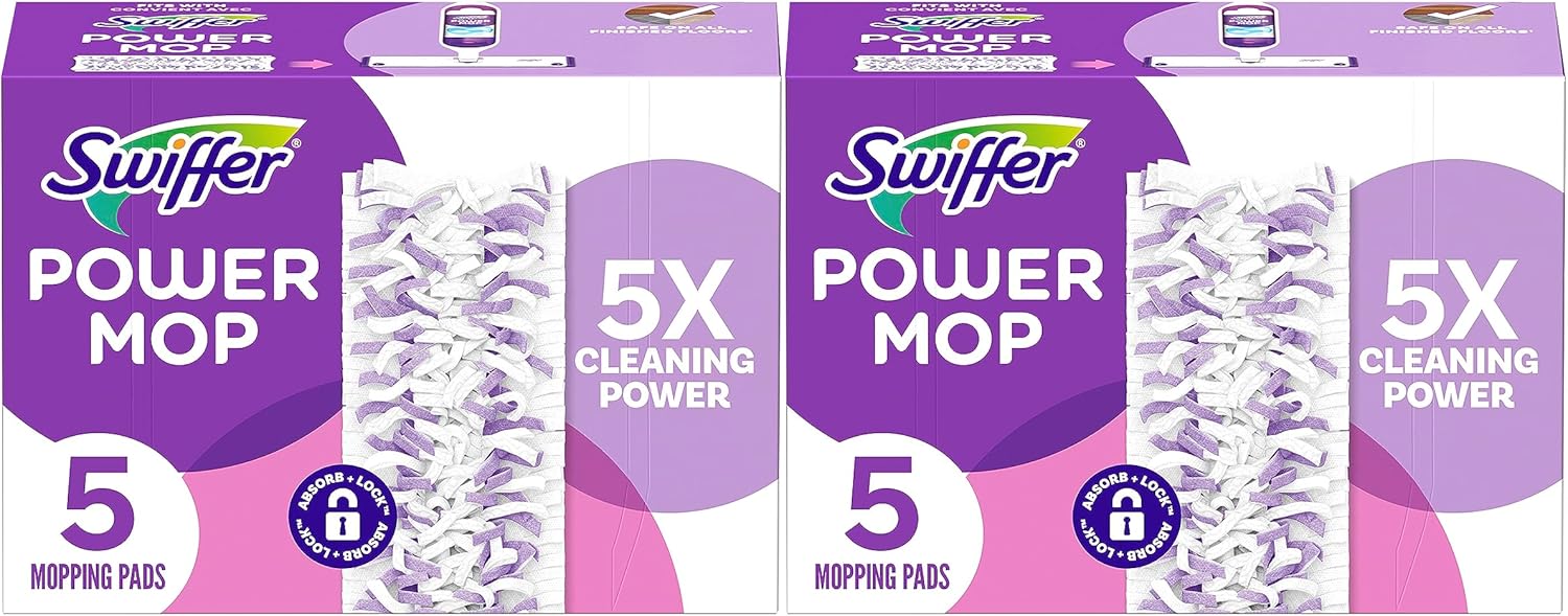 Swiffer PowerMop Refills - Multi-Surface Mopping Pads for Effective Floor Cleaning | 10 Count