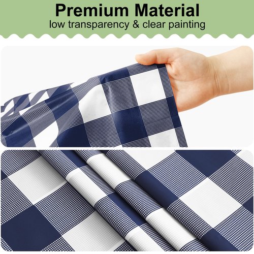 misaya 4 Packs Buffalo Disposable Table Cloth, 54 x 108 Inch Waterproof Plastic Tablecloth, Rectangle Navy and White Checkered Table Covers for Picnic, Birthday, Party