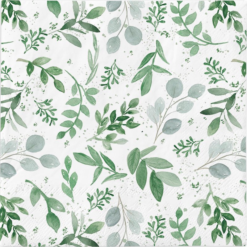 Kamiilah 80 Pack Spring And Summer Green Leaf Napkin 6.5×6.5 Inch Disposable Decorative Watercolor Eucalyptus Leaves Plant Picnic Dessert Dinner Party Wedding Supplies Napkin