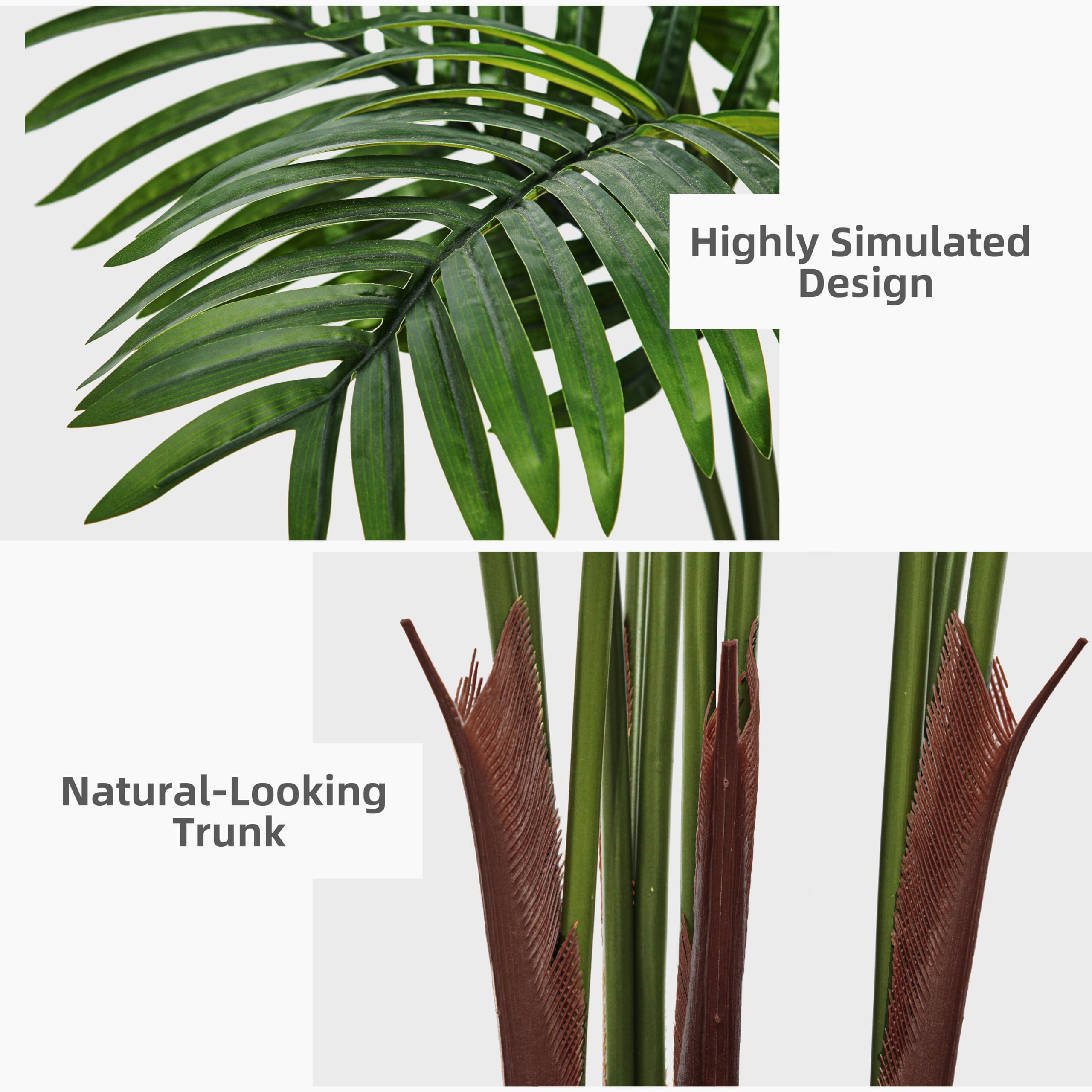 Artificial Palm Tree 5FT - Real Touch Artificial Trees with White Tall Planter - Faux Tropical Areca Floor Large Plants in Pot - Evergreen Fake Silk Tree for Home Office Living Room Décor Indoor