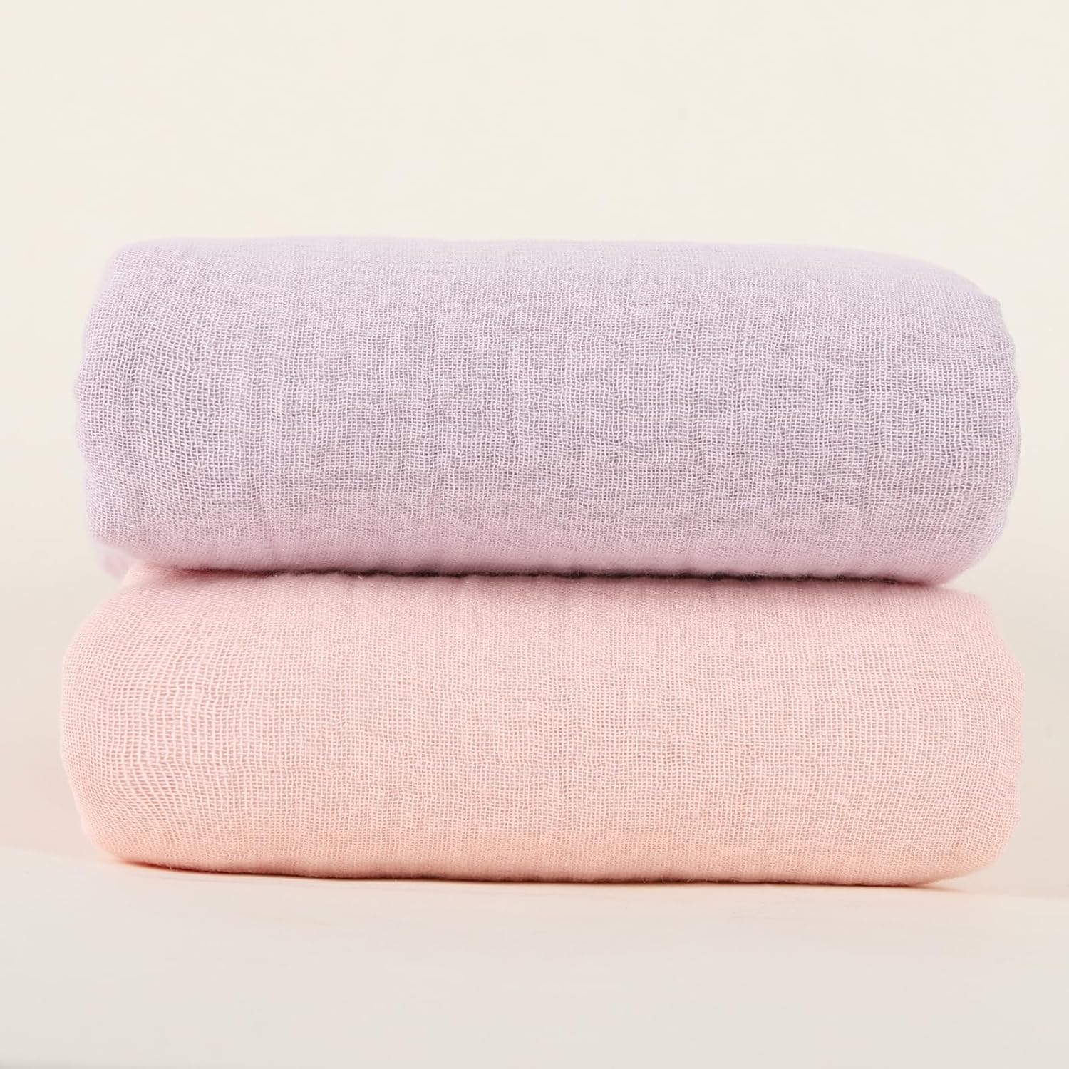 Skiennix Muslin Swaddle Blankets - Soft & Breathable 100% Cotton, 2 Pack, 40 x 40 Inches | Pink & Purple
