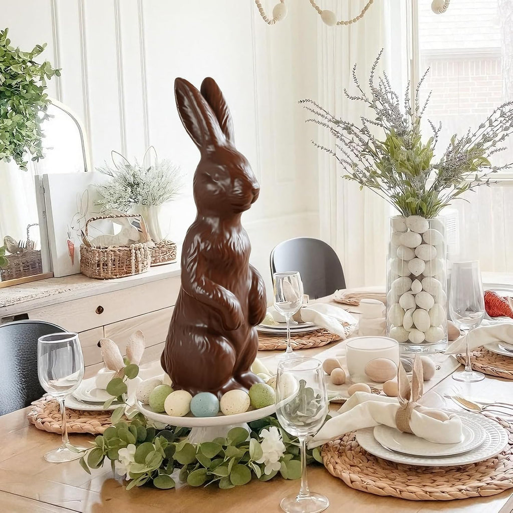 Zesua Easter Bunny Figurine - 14.5" Standing Ceramic Decor for Home & Garden - Perfect Spring Decoration