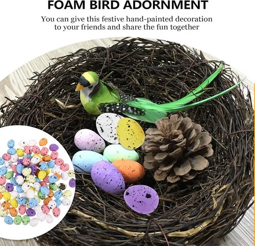 Abaodam Artificial Bird Eggs - 100pcs Speckled Mini Foam Eggs for DIY Crafts & Easter Decor