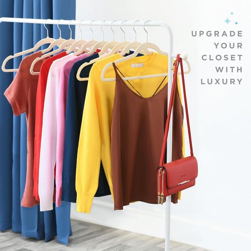Home-it Premium Velvet Hangers - 50 Pack Ivory Non-Slip Heavy Duty Clothes Hangers | Ultra Thin Design