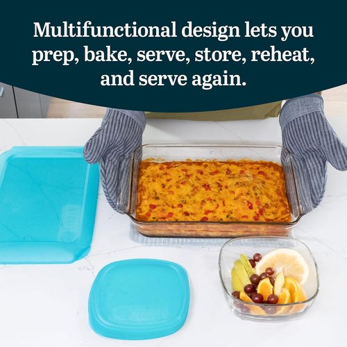 Libbey Baker’s Premium Glass Baking Dish Set - 4 Piece Casserole Dishes with Lids for Potlucks & Leftovers