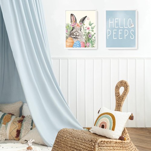 LARTSFRO Easter Decor - Bunny Wall Art Prints | Happy Easter Posters for Living Room & Bedroom | 10x8 Inch Set of 4 Unframed
