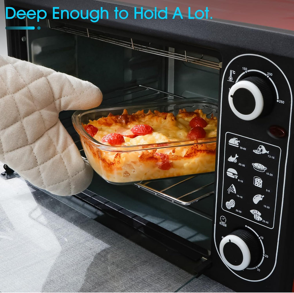 NUTRIUPS Tempered Glass Baking Dish - One Serving Oven Bakeware with Lid | Clear 1.25L Size