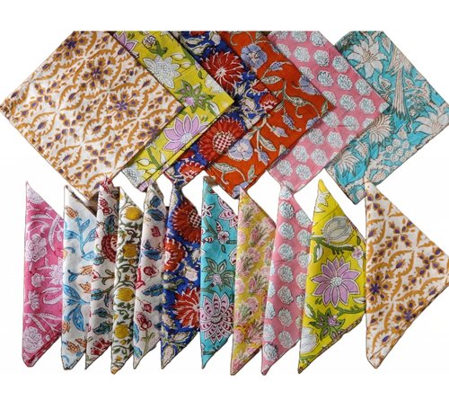 INDACORIFY 50 Pcs Mix Lot Table Napkins, 100% Cotton Hand Block Printed Indian Style Dinner Napkins, 16x16 Inches Kitchen Towels