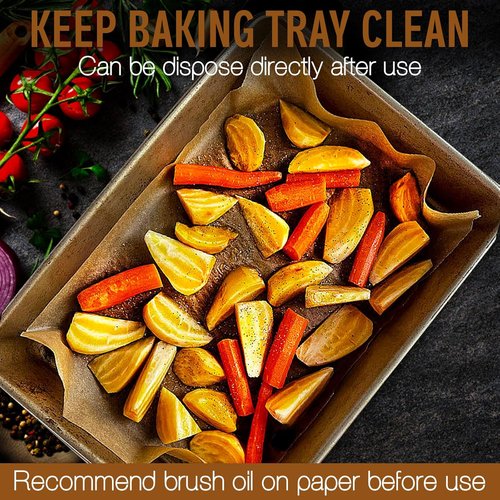 Kovpnor Unbleached Parchment Paper Sheets - 100 Pcs Precut Non-Stick Baking Sheets | 9x13 In for Grilling & Air Frying