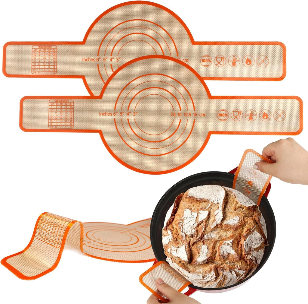 UBeesize Silicone Bread Sling - Reusable Non-Stick Baking Mat for Dutch Oven | Easy to Clean, 2-Pack