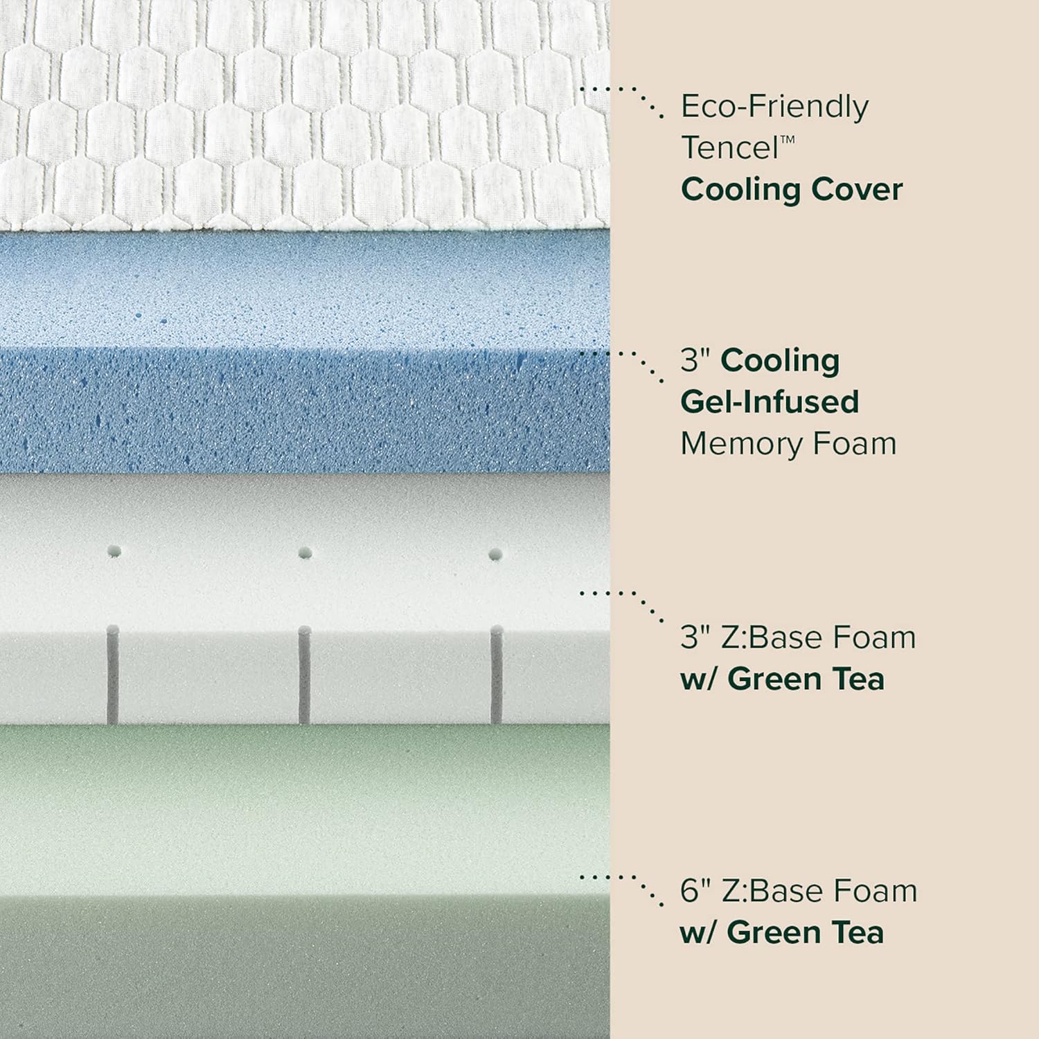 Zinus 12 Inch Bliss Memory Foam Mattress - Pressure Relieving | Sustainable Tencel Blend Cover, Queen