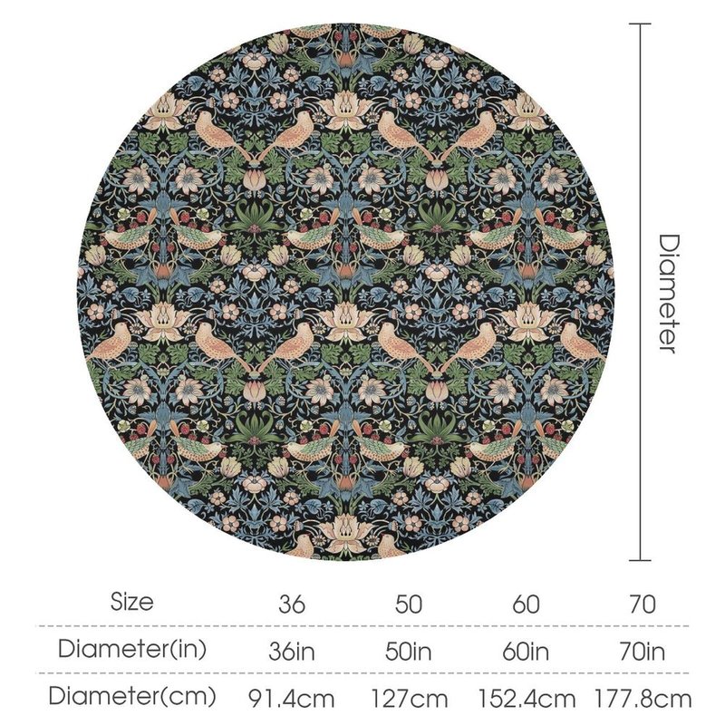 William Morris Floral Tablecloth,Flower Strawberry Birds Retro Boho Botanical Plant Table Cover, Water Resistant Wipeable Tablecloths for Kitchen Dinning Room Decor, 60"