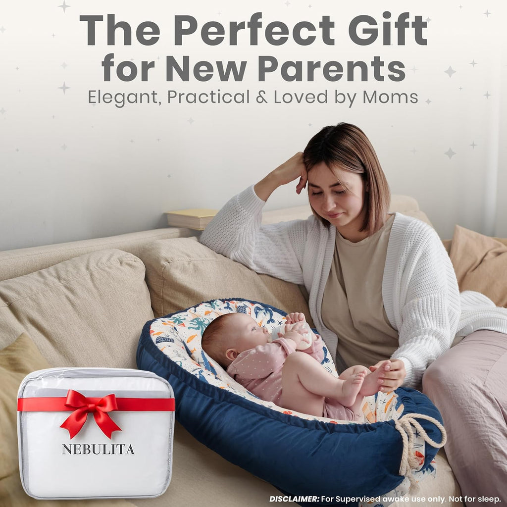 Skiennix Newborn Lounger - Flexible & Portable Infant Support Cushion | Soft 100% Cotton, Multi-Use Travel Mat
