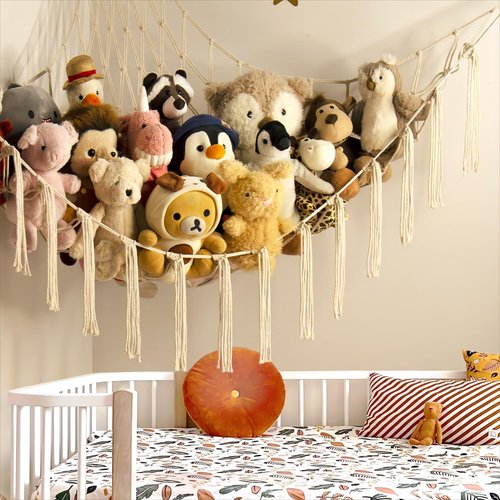 Mirolam Stuffed Animal Storage Hammock Net - Large Toy Organizer for Baby Nursery Decor