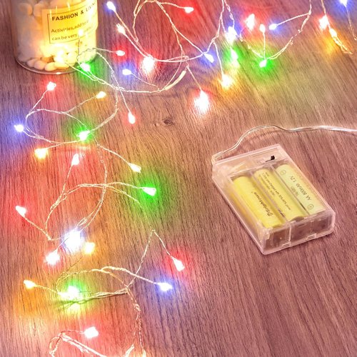 Fairy Lights - Battery Operated Twinkle String Lights | Waterproof Silver Wire, 5 Feet, 60 LEDs for DIY Decor & Holiday Celebrations