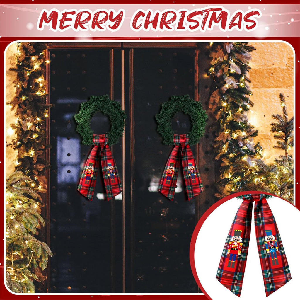 Regine Switzerland Wreath Sash - Customizable Satin Ribbon for Indoor/Outdoor Decor | Red & Black Christmas Design