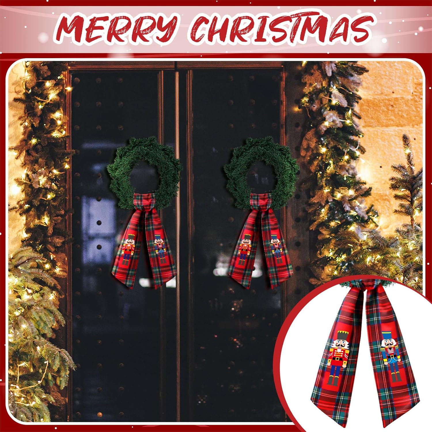 Regine Switzerland Wreath Sash - Customizable Satin Ribbon for Indoor/Outdoor Decor | Red & Black Christmas Design