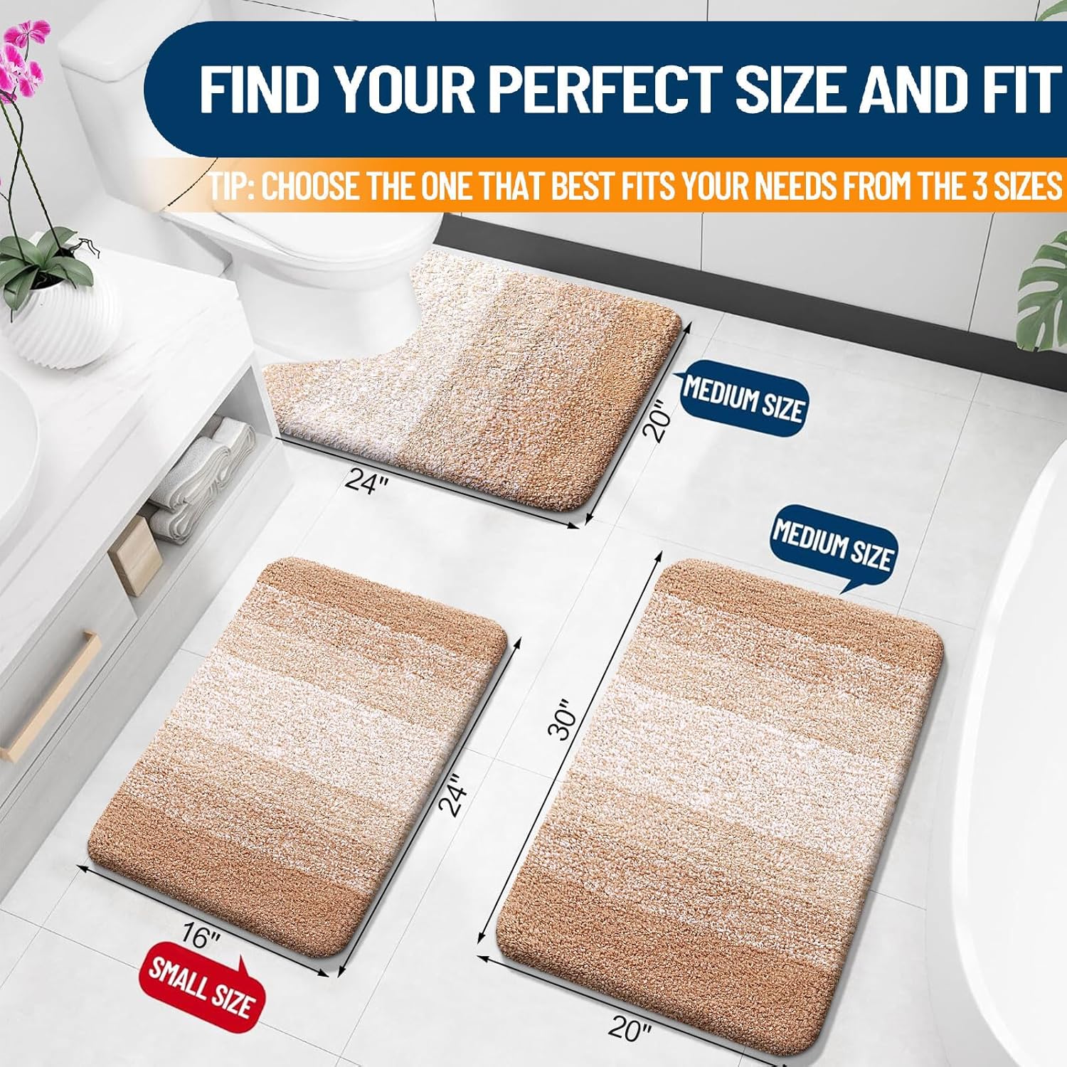 OLANLY Bathroom Rugs - Extra Soft Microfiber Mat | Quick Dry, Machine Washable, 30x20, Beige