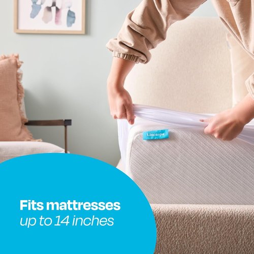 Linenspa Waterproof Mattress Protector - Twin Size Fitted Sheet, Breathable & Machine Washable, White