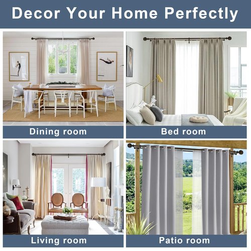 Double Curtain Rod, 1 inch Window Telescoping Drapery Double Rod 72 to 144 Inches (6-12 Feet), Classical Ball Finials,Premium Aluminum Brackets,Antique Bronze
