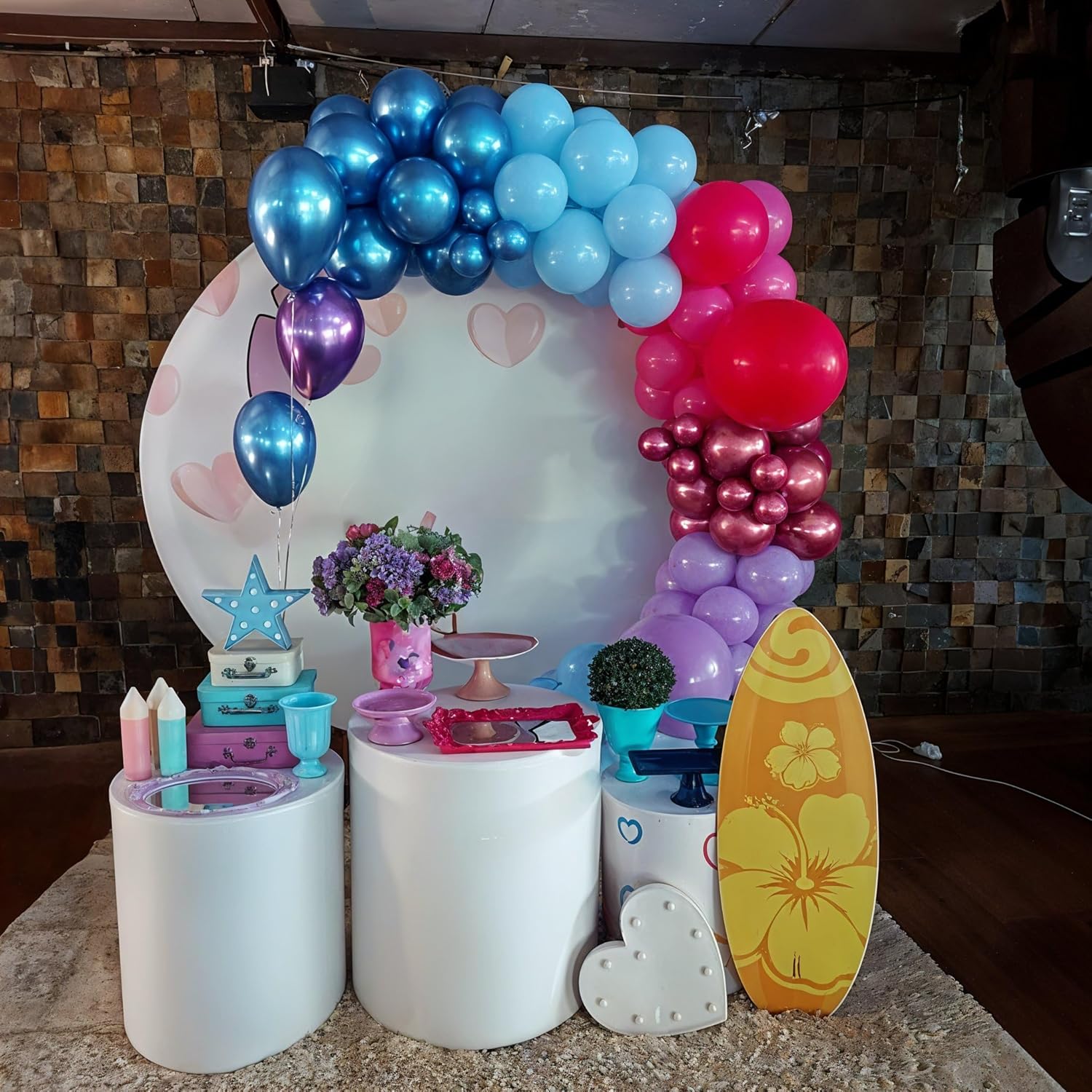 Skiennix 12-Inch Macaron & Metallic Blue Pink Balloons - Perfect for Gender Reveal & Summer Parties