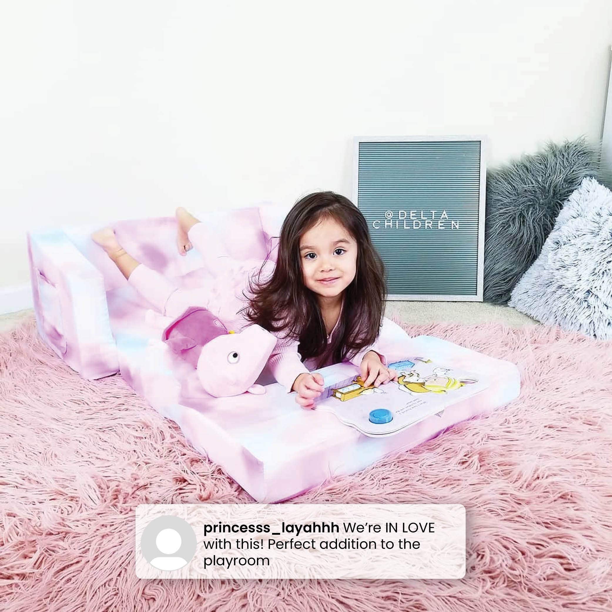Delta Children Cozee 2-in-1 Extra Wide Convertible Sofa to Lounger-Comfy Flip Open Couch/Sleeper for Kids, Pink Tie Dye