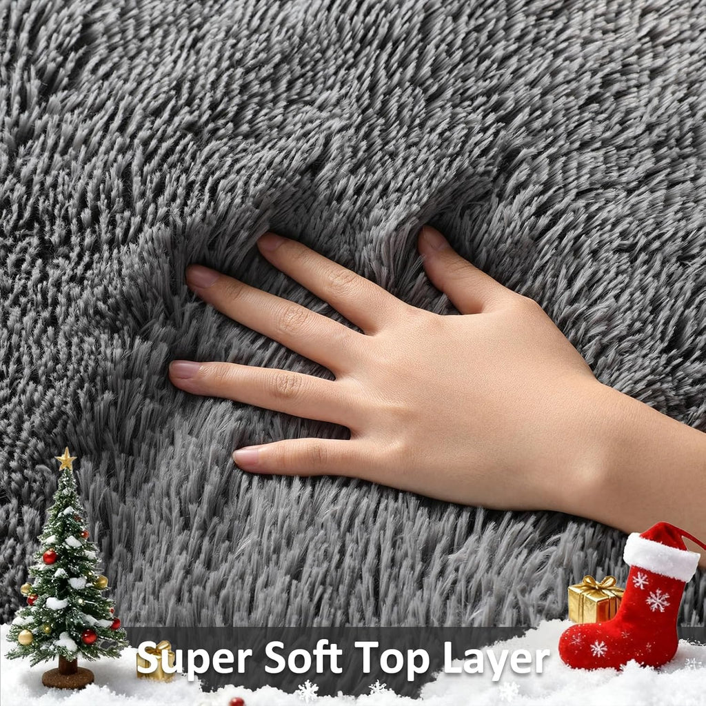 Ophanie Area Rugs - Large 9x12 Grey Shag Carpet | Soft, Thick Indoor Rug for Living Room & Nursery Decor
