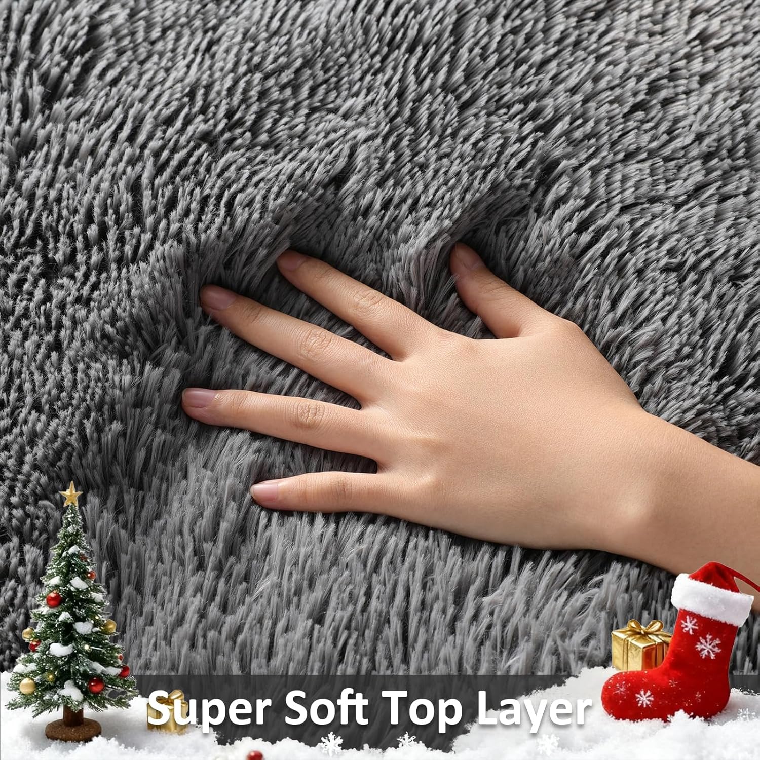 Ophanie Area Rugs - Large 9x12 Grey Shag Carpet | Soft, Thick Indoor Rug for Living Room & Nursery Decor