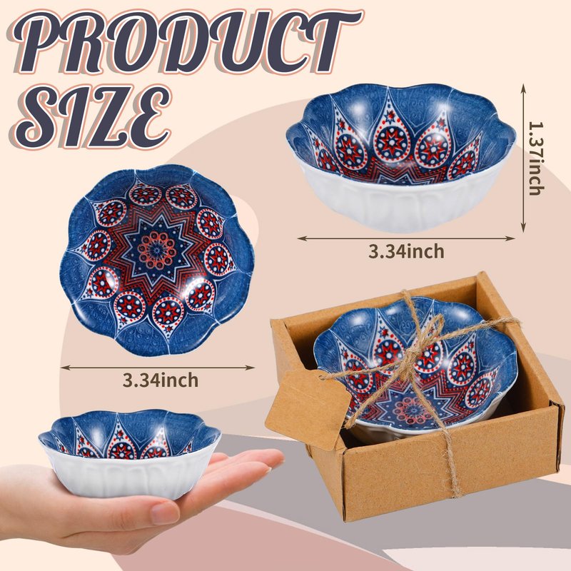 Yoande 24 Pcs Mexican Wedding Favors for Guests Bulk 3.3 Inches Small Ceramic Bowl Mexican Salsa Bowl Dipping Boho Pottery Dishes for Bridal Pooja Baby Shower Birthday Guest Gift Rustic Souvenirs
