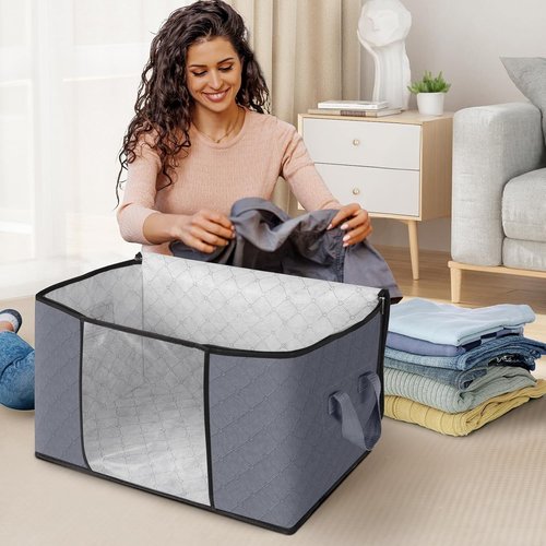 Fab Totes Storage Bags - Foldable Closet Organizers with Reinforced Handles | Ideal for Clothes & Blankets